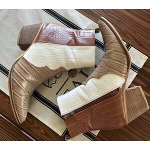 Dolce Vita Women Brown Cowgirl Boots Sz 9.5 Block Heel Dressy Preppy Chic